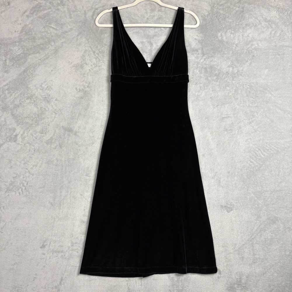 Black Velvet Empire Waist Midi Cocktail Dress Sleeveless 90s Party Y2K